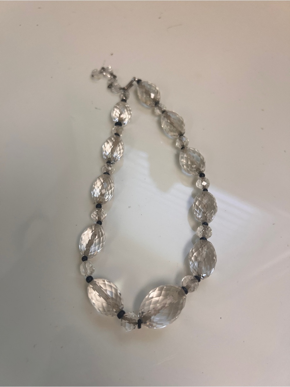 Crystal Bead Statement Necklace - Clear